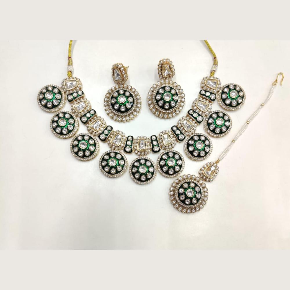 Ridhi Art Jewellery Luxury Pota Stone meenakari Necklace Set