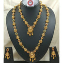 Ridhi Art Jewellery Classic Pota Stone And Beads Statement Double Temple Necklace Set