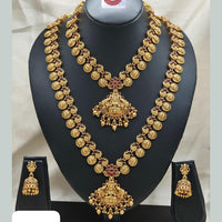 Ridhi Art Jewellery Classic Pota Stone And Beads Statement Double Temple Necklace Set
