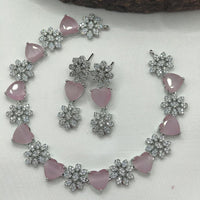 Ridhi Art Jewellery Glamorous Heart American Daimond Necklace Set