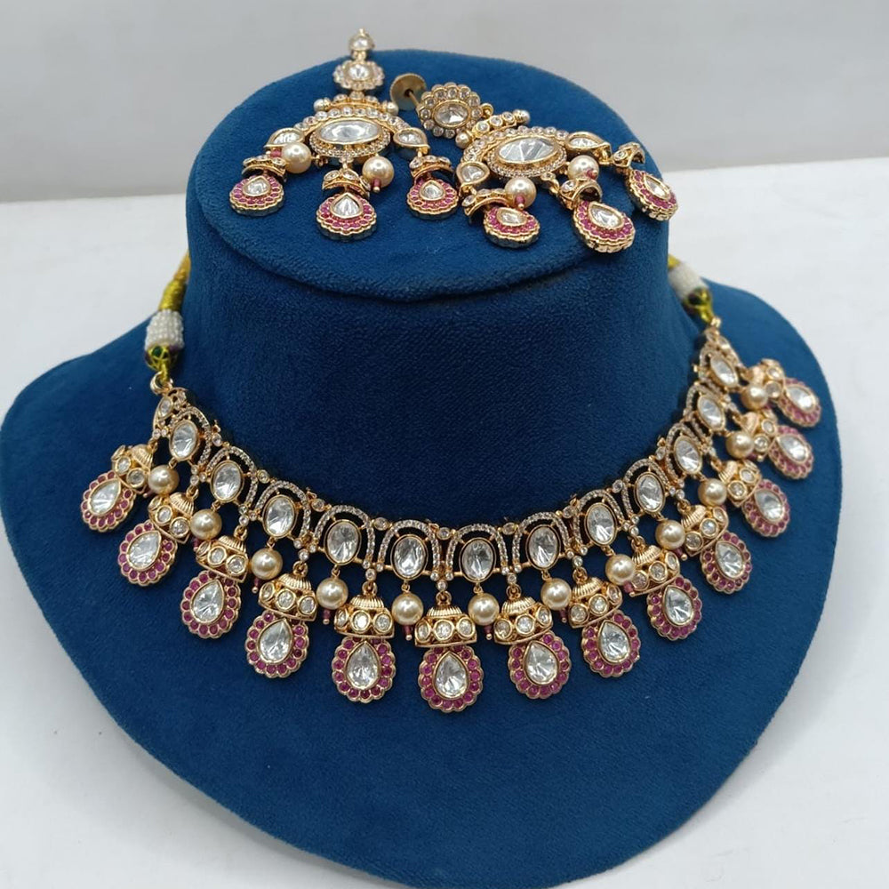 Ridhi Art Jewellery Regal Polki Kundan Stone And Beads Designer Choker Necklace Set