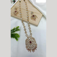 Ridhi Art Jewellery Regal Polki Kundan Stone And Pearl Designer Long Necklace Set