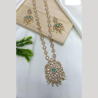 Ridhi Art Jewellery Regal Polki Kundan Stone And Pearl Designer Long Necklace Set