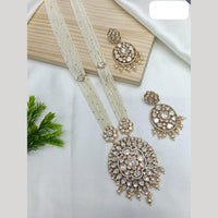 Ridhi Art Jewellery Regal Polki Kundan Stone And Pearl Designer Long Necklace Set