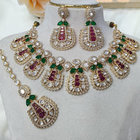 Ridhi Art Jewellery Designer Bridal Style Kundan Polki Stone Necklace Jewellery Set
