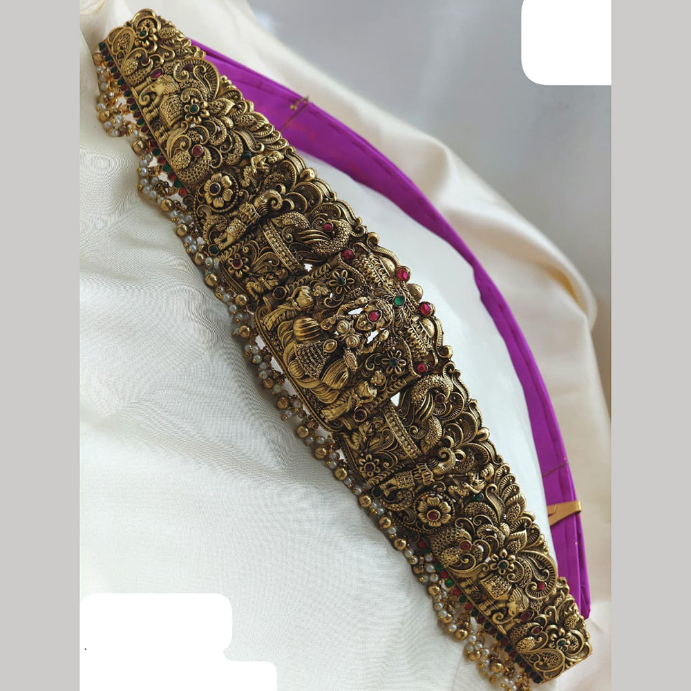 Ridhi Art Jewellery Ethnic Pota Stones And Pearl Temple Waist Belt Jewellery