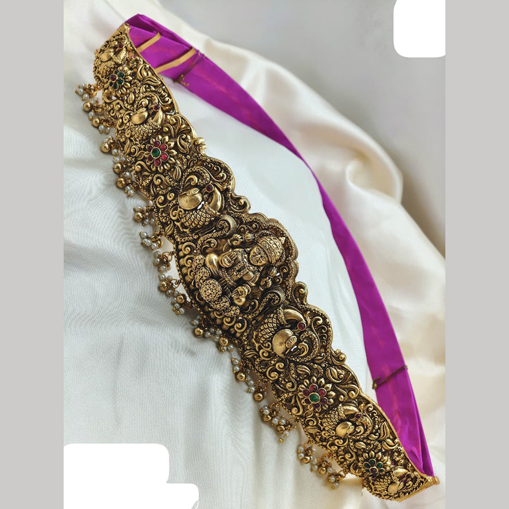 Ridhi Art Jewellery Ethnic Pota Stones And Pearl Temple Waist Belt Jewellery