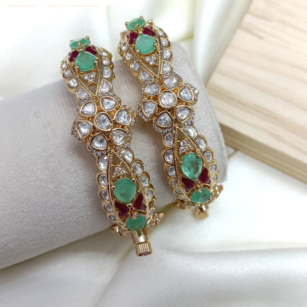 Ridhi Art Jewellery Royal Polki Kundan Stone Openable Bangles Set