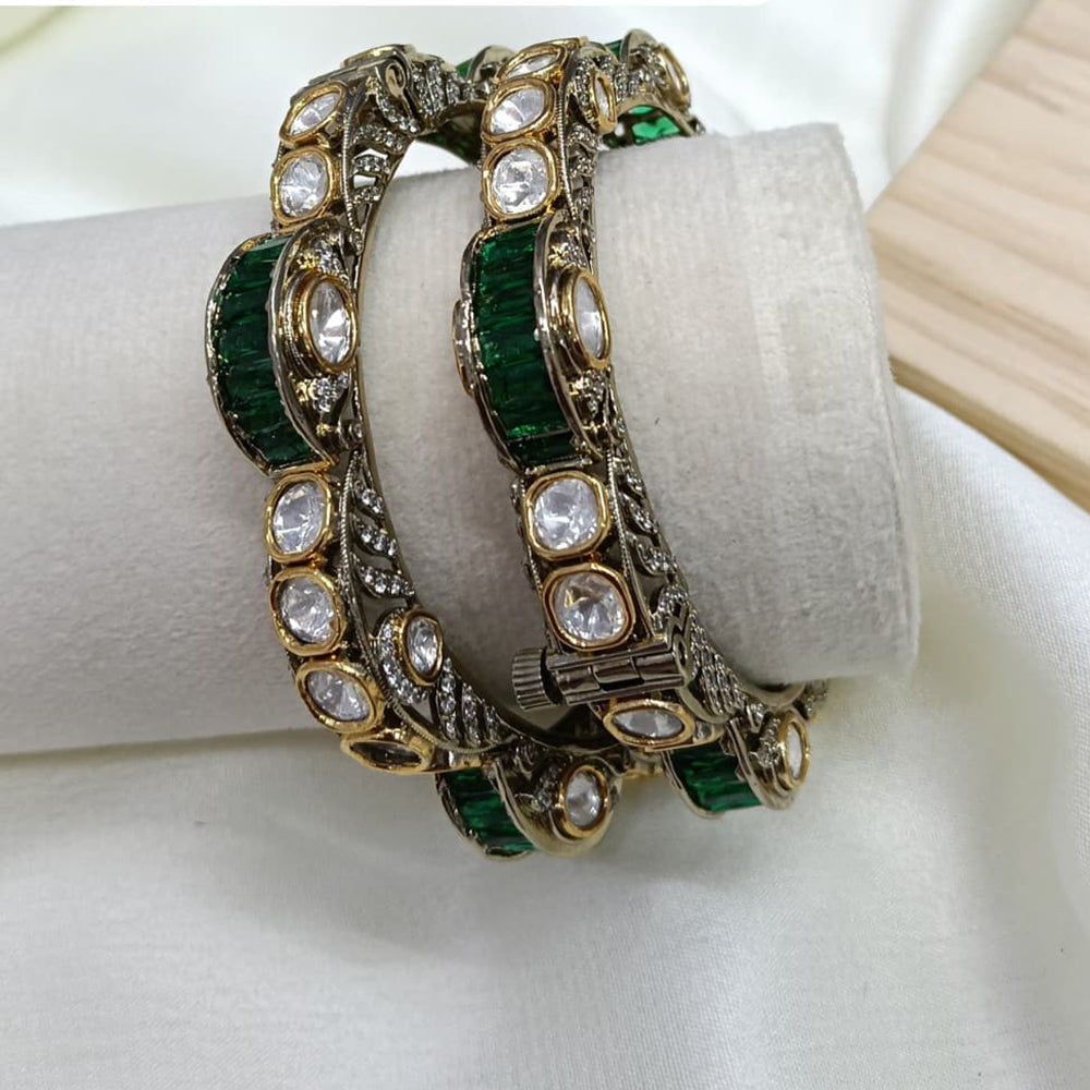 Ridhi Art Jewellery Royal Polki Kundan Stone Openable Bangles Set
