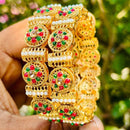 Royal Art Premium Finish Pota Stone And Pearl Festive Bangles Set