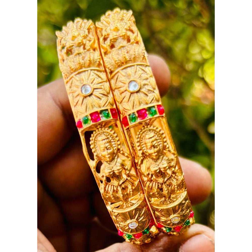 Royal Art Premium Finish Pota Stone Festive Temple Bangles Set