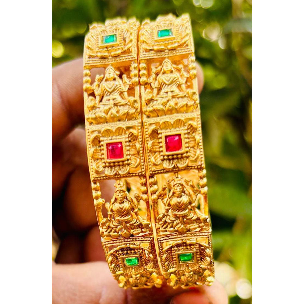 Royal Art Premium Finish Pota Stone Festive Temple Bangles Set