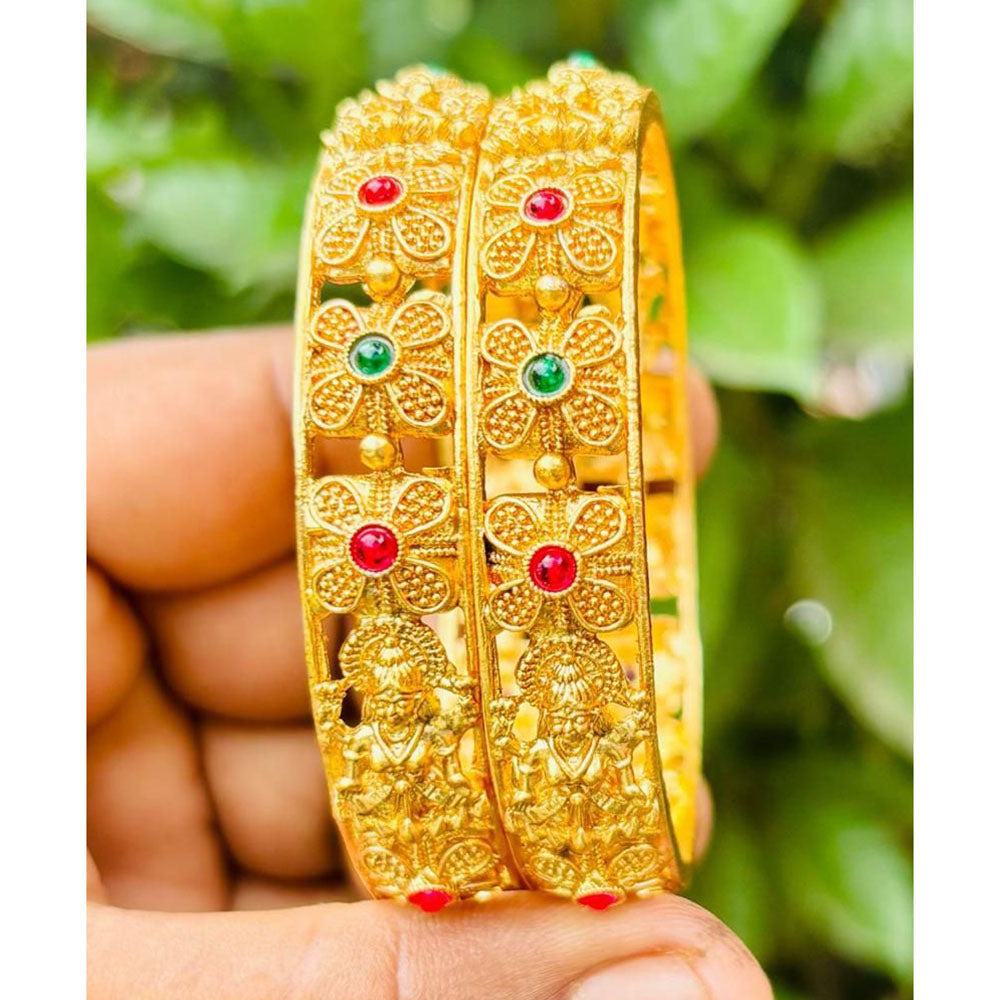 Royal Art Premium Finish Pota Stone And Pearl Festive Bangles Set