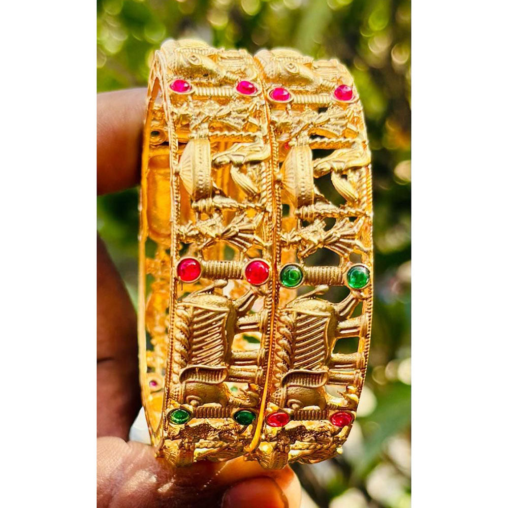 Royal Art Premium Finish Pota Stone And Meenakari Festive Bangles Set