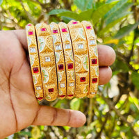 Royal Art Premium Finish Pota Stone And Meenakari Festive Bangles Set