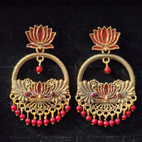 Rekha Gold Royal Meenakari And Pearl Designer Dangler Earrings