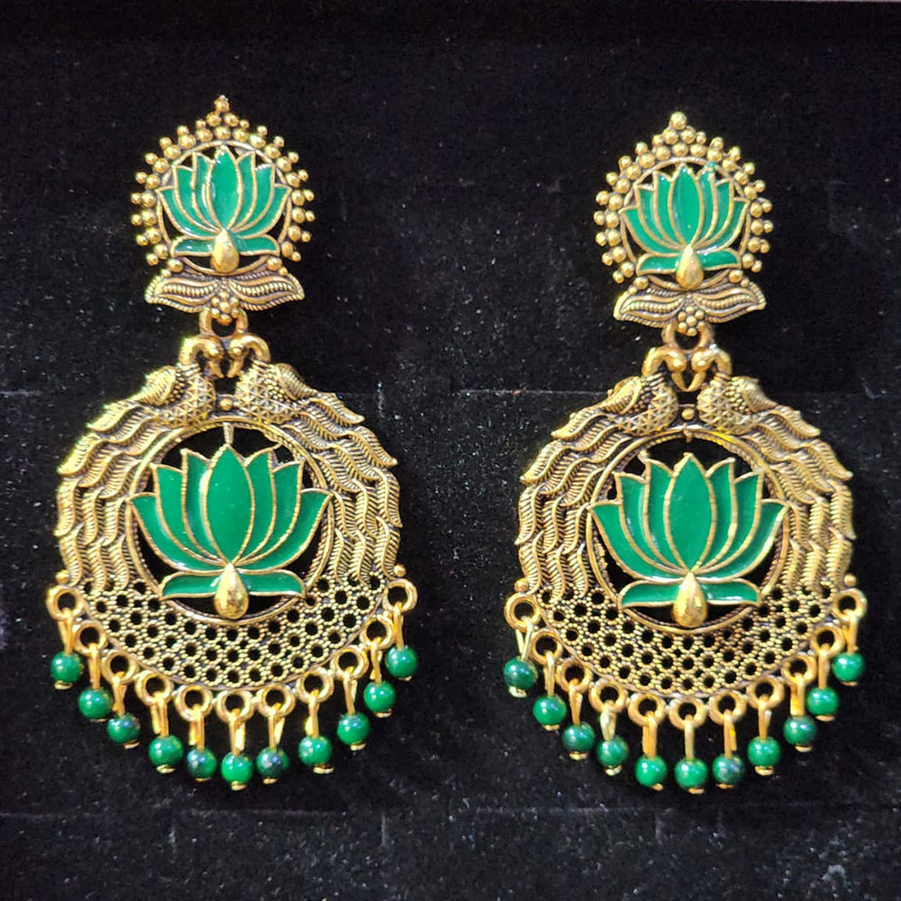 Rekha Gold Royal Meenakari And Pearl Designer Dangler Earrings