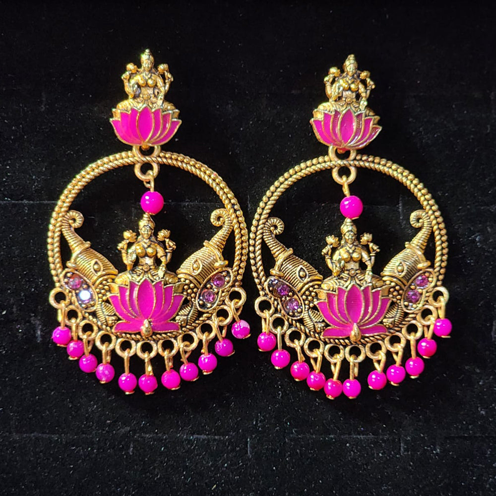 Rekha Gold Royal Meenakari And Pearl Designer Temple Dangler Earrings (Pack of 30)