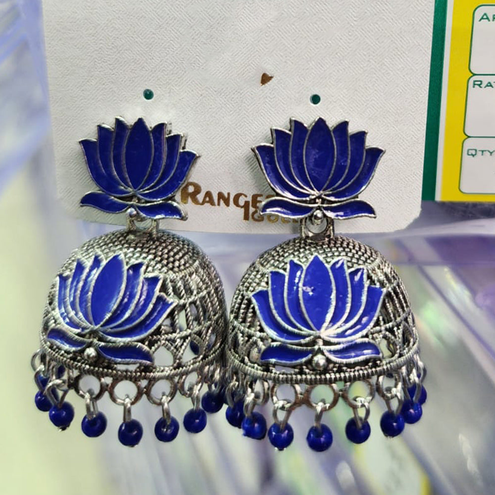 Rekha Gold Oxidised Plated Royal Meenakari And Pearl Designer Jhumki Earrings (Pack of 20)