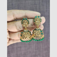 Rekha Gold Pota Stone And Pearl Temple Designer Jhumki Earrings (Pack of 27)