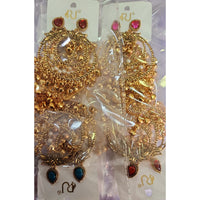 Rekha Gold Royal Pota Stone And Ghungroo Kashmiri Dangler Earrings (Pack of 12)