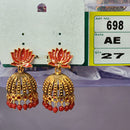 Rekha Gold Royal Lotus Meenakari And Pearl Designer Jhumki Earrings  (Pack of 4)
