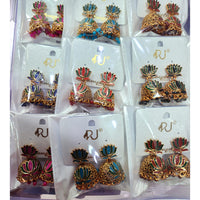 Rekha Gold Royal Lotus Meenakari And Pearl Designer Jhumki Earrings  (Pack of 30)