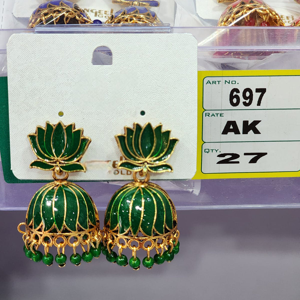 Rekha Gold Royal Lotus Meenakari And Pearl Designer Jhumki Earrings (Pack of 24)