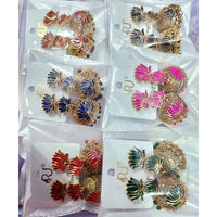 Rekha Gold Royal Lotus Meenakari And Pearl Designer Jhumki Earrings  (Pack of 20)