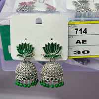 Rekha Gold Oxidised Plated Royal Lotus Meenakari And Pearl Designer Jhumki Earrings (Pack of 30)
