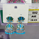 Rekha Gold Oxidised Plated Royal Lotus Meenakari And Pearl Designer Jhumki Earrings (Pack of 30)