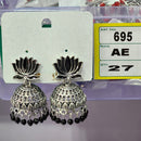 Rekha Gold Oxidised Plated Royal Lotus Meenakari And Pearl Designer Jhumki Earrings (Pack of 27)