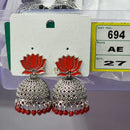 Rekha Gold Oxidised Plated Royal Lotus Meenakari And Pearl Designer Jhumki Earrings (Pack of 27)