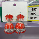 Rekha Gold Oxidised Plated Royal Lotus Meenakari And Pearl Designer Jhumki Earrings (Pack of 27)