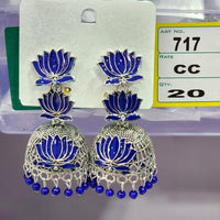 Rekha Gold Oxidised Plated Royal Lotus Meenakari And Pearl Designer Jhumki Earrings (Pack of 20)