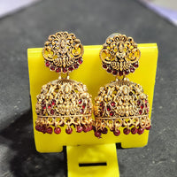 Rekha Gold Pota Stone And Pearl Temple Designer Jhumki Earrings (Pack of 24)