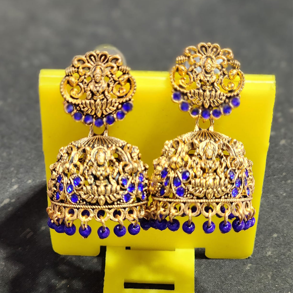 Rekha Gold Pota Stone And Pearl Temple Designer Jhumki Earrings (Pack of 24)