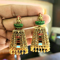 Rekha Gold Pota Stone And Pearl Temple Meenakari Designer Dangler Earrings (Pack of 24)
