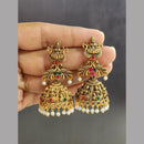 Rekha Gold Pota Stone And Pearl Temple Meenakari Designer Dangler Earrings  (Pack of 20)