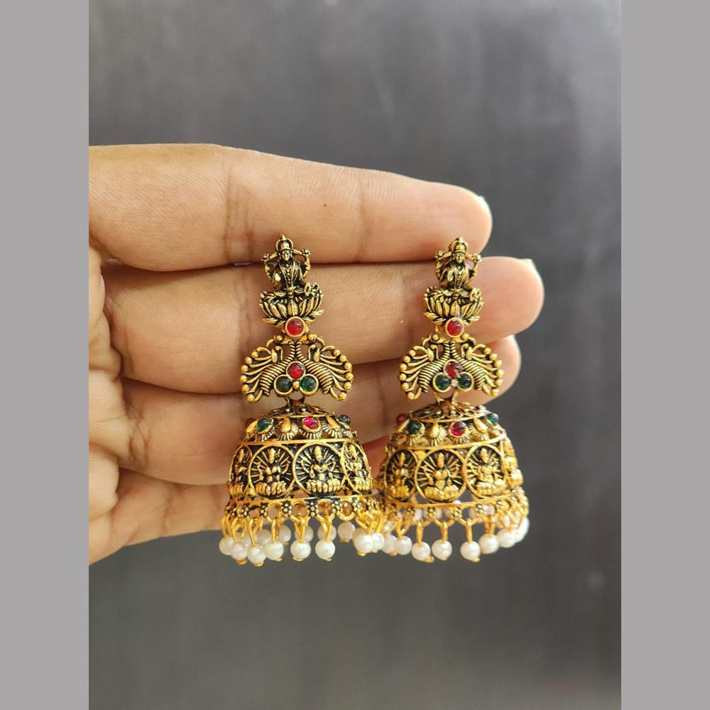Rekha Gold Pota Stone And Pearl Temple Meenakari Designer Dangler Earrings  (Pack of 20)