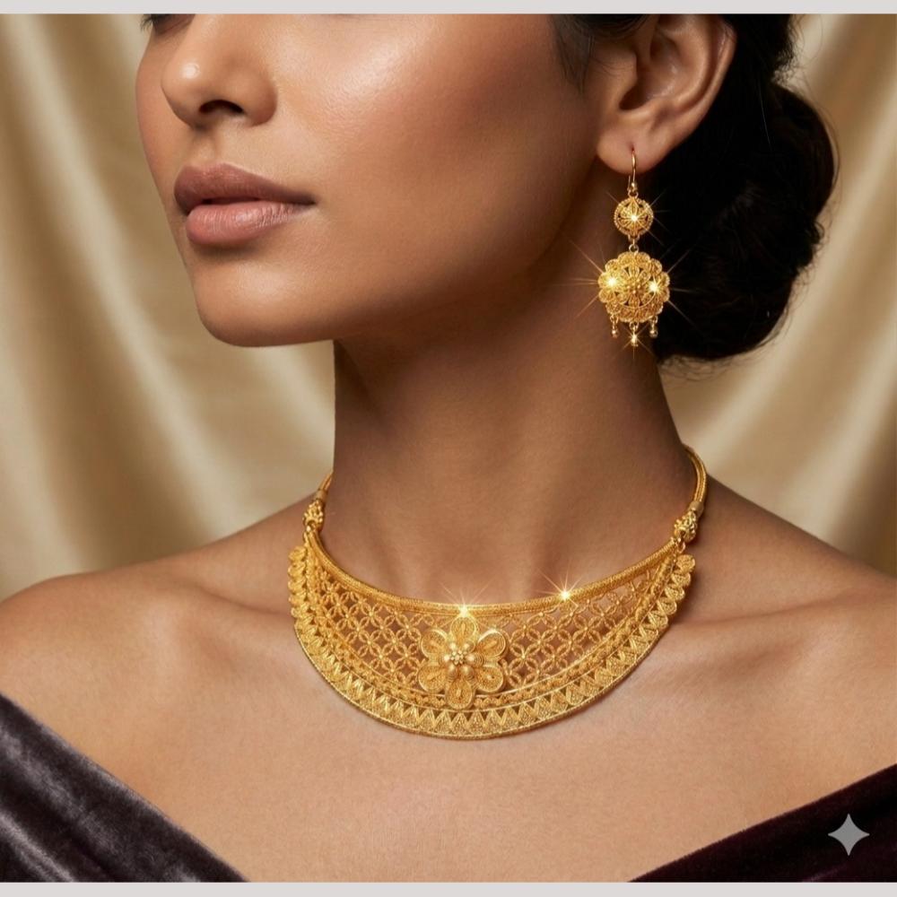 Kishi Jewels Traditional Gold Plated Choker Necklace Set (Pack of 6)