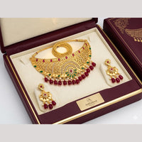 Kishi Jewels Traditional Gold Plated Pota Stone And Beads Choker Necklace Set (Pack of 6)