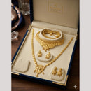 Kishi Jewels Premium Gold Plated Long & Short Double Necklace Set (Pack of 6)