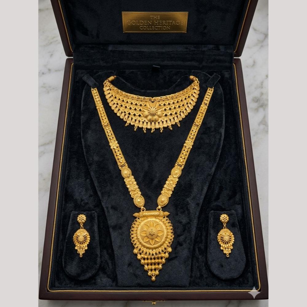 Kishi Jewels Premium Gold Plated Long & Short Double Necklace Set (Pack of 6)