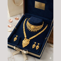 Kishi Jewels Premium Gold Plated Long & Short Double Necklace Set (Pack of 6)