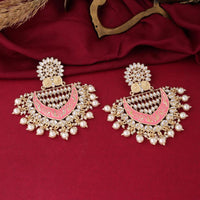 Viraasi Traditional Kundan Stone And Beads Meenakari Dangler Earrings