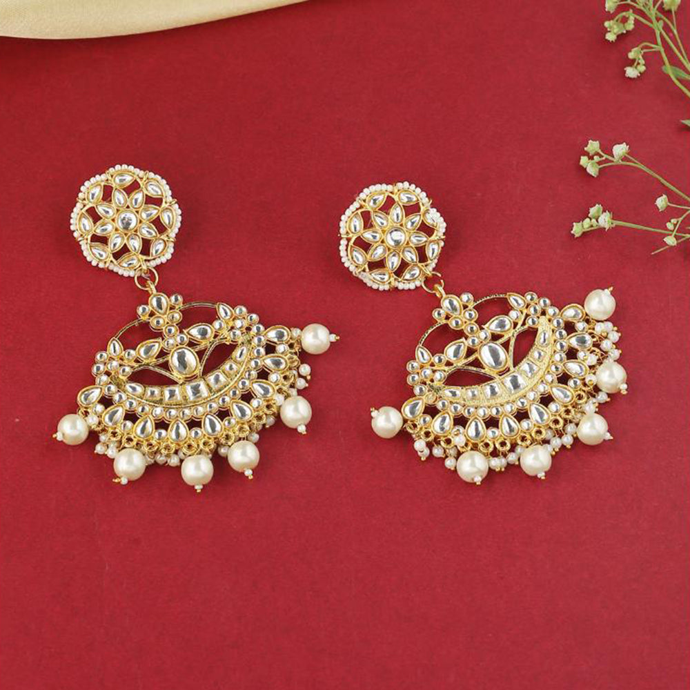 Viraasi Traditional Kundan Stone And Beads Dangler Earrings
