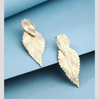 Viraasi Stylish Gold Plated Nature Inspired Leaf Dangler Earrings