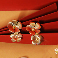 Viraasi Stylish Gold Plated Floral Motif Dangler Earrings