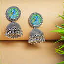 Viraasi Ethnic Oxidised Plated Pearl Jhumki Earrings 
